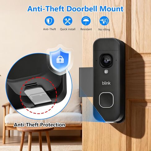 Anti-Theft Doorbell Mount for Blink Doorbell Camera, Adjustable Mounting Bracket Holder Accessories for Blink Video Doorbell, No Drill Door Bell Mount for Rentals, Apartment Door Security in Kuwait