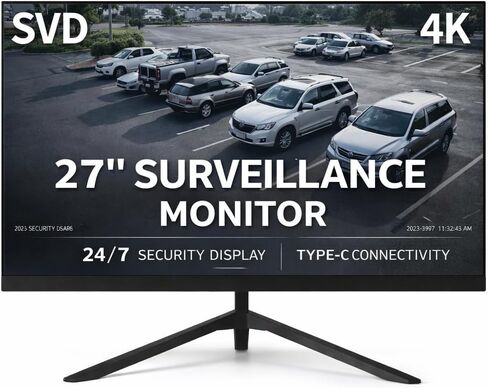 SVD 27" 4K UHD Security Monitor IPS HDR, HDMI 2.1+DP 1.4+Type-C 65W, Adaptive Sync, 3D Comb Filter, 60Hz 5ms 178°, Built-in Speakers, for CCTV DVR NVR in Kuwait