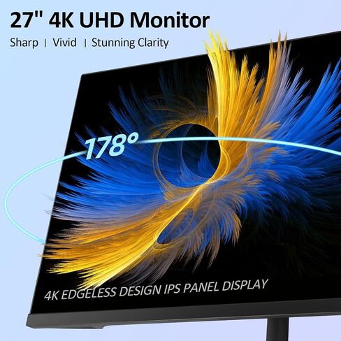SVD 27" 4K UHD Security Monitor IPS HDR, HDMI 2.1+DP 1.4+Type-C 65W, Adaptive Sync, 3D Comb Filter, 60Hz 5ms 178°, Built-in Speakers, for CCTV DVR NVR in Kuwait