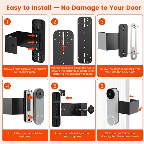 Anti-Theft Doorbell Mount Compatible with Google Nest Doorbell (Battery) | No-Drill Video Doorbell Camera Mount for Apartments & Rentals, Secure Mounting Bracket Case with No Block Motion Sensor in Kuwait