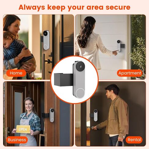 Anti-Theft Doorbell Mount Compatible with Google Nest Doorbell (Battery) | No-Drill Video Doorbell Camera Mount for Apartments & Rentals, Secure Mounting Bracket Case with No Block Motion Sensor in Kuwait