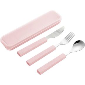 VANRA 3-Piece Children Utensils Set 18/10 Stainless Steel Child Flatware Set Silverware Knife Spoon Fork Set with Travel Case for Kids Lunch Box in Kuwait