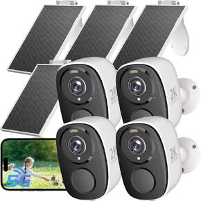ELECCTV 4pcs WiFi Solar Security Cameras Wireless Outdoor, Non‑Stop Power | 5G/2.4G,2K Solar Cameras for Home Security with AI Motion Detection, Color Night Vision, Siren, 2-Way Audio, Works/Alexa,IP65 in Kuwait