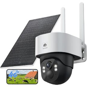Aurumbach 4G LTE Cellular Solar Security Camera Wireless Outdoor, No WiFi Solar Powered Cameras, 4MP PTZ 360° View, Motion Tracking, Color Night Vision, AI Detection, Built-in eSIM in Saudi Arabia