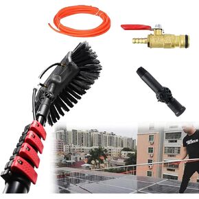 39.5ft Telescopic Window Cleaning Rod Set, 6m Roof & Solar Panel Cleaning Brush, 20ft Extendable Pole, 35cm Brush Head for Efficient PV & Window Cleaning in Saudi Arabia