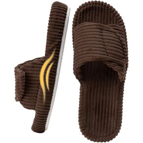 Enteer Women’s Adjustable Corduroy House Slippers, Memory Foam Platform Slides with Arch Support, Hook and Loop Bedroom Slippers, Open Toe Non-Slip Indoor Outdoor Shoes in Saudi Arabia