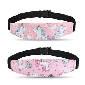 2 Pcs Baby Car Seat Neck Relief and Head Support,Silence Shopping Car Seat Head Band Strap Headrest,Stroller Car Seat Sleeping Head Support for Toddler Child Children Kids Infant (Unicorn) in Kuwait