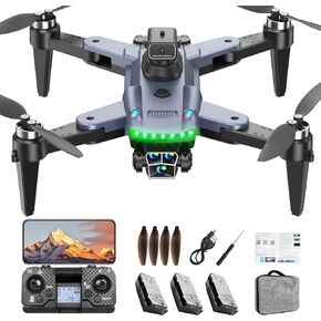 S166 Drone with Camera 4K for Adults, Professional GPS Drone with Auto Return, 4-Way Obstacle Avoidance, Follow Me, 60 Mins Flight Time (3 Batteries), Foldable RC Quadcopter with Case(Standard) in Kuwait