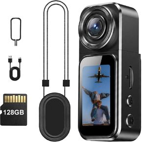 4K Body Cameras with Audio and Video Recording: Thumb Size Bodycam, 64GB Sports Action Body Camera, Wearable Pocket Camera Body Cam Camcorder for Work, Travel, Fishing, Pet Walking, Outdoor in Kuwait