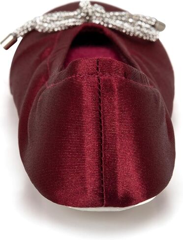 isotoner Women's Classic Stretch Satin Ballerina Slippers with Bow Tie and Leather Sole, Chili, 9.5-10.5 in Kuwait