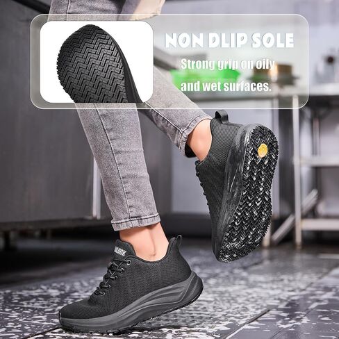 SHULOOK Women's Non Slip Work Shoes Arch Support Restaurant Walking Sneaker | Slip Resistant for Food Service, Nurse, Chef, Kitchen & Multi-Work Environments,Standing All Day Comfortable Mesh Footwear in Kuwait