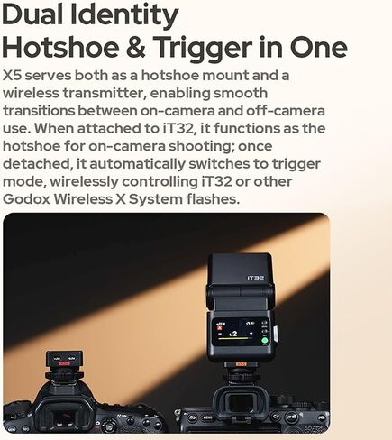 GODOX iT32 TTL Camera Flash with X5S Flash Trigger for Sony Cameras,Magnetic Hotshoe & Trigger 2-in-1,Touch Color Screen,Rotatable Flash Head,LED Modeling Lamp,1.5s Recycle Time,510 Full Power Flashes in Kuwait