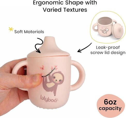 Lulyboo Easy-Grip Silicone Sippy Cup for Toddlers, 6oz Leak-Proof Trainer Cup with Soft Food-Grade Silicone Spout & Dual Handles, Dishwasher & Sterilizer Safe, Baby Drinking Cup for 4+ Months (Pink) in Kuwait