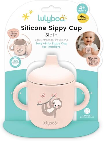 Lulyboo Easy-Grip Silicone Sippy Cup for Toddlers, 6oz Leak-Proof Trainer Cup with Soft Food-Grade Silicone Spout & Dual Handles, Dishwasher & Sterilizer Safe, Baby Drinking Cup for 4+ Months (Pink) in Kuwait