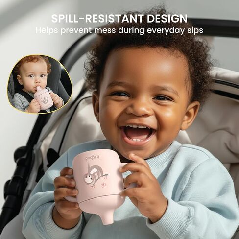 Lulyboo Easy-Grip Silicone Sippy Cup for Toddlers, 6oz Leak-Proof Trainer Cup with Soft Food-Grade Silicone Spout & Dual Handles, Dishwasher & Sterilizer Safe, Baby Drinking Cup for 4+ Months (Pink) in Kuwait