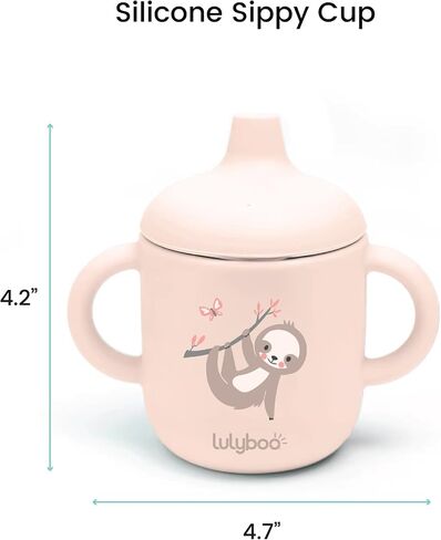 Lulyboo Easy-Grip Silicone Sippy Cup for Toddlers, 6oz Leak-Proof Trainer Cup with Soft Food-Grade Silicone Spout & Dual Handles, Dishwasher & Sterilizer Safe, Baby Drinking Cup for 4+ Months (Pink) in Kuwait