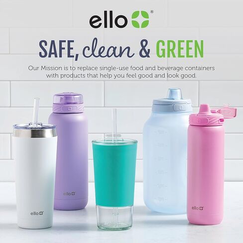 Ello Kids Plastic Reusable Color Changing Cups with Twist on Splash-Proof Lids and Straw, BPA Free, Dishwasher Safe, 12oz, Rainforest, 10 Pack | Leakproof color-changing kids cups with straws & lids, 10 pack. BPA-free, splash-proof lids, great for school  in Kuwait