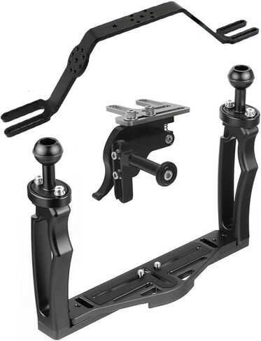 Underwater Filming Bracket Cold Shoe Mounts Underwater Camera Tray Stable Footage for Diving, Black, Handheld with Shutter and Handle in Kuwait
