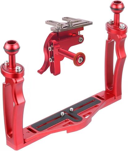 Underwater Filming Bracket Aluminum Alloy Underwater Camera Tray Dive Ready for Diving, Red, Handheld with Shutter in Kuwait