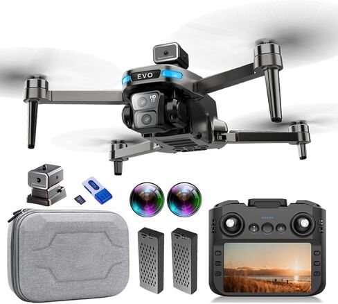 Foldable GPS Drone 4K Camera with 4.5" Screen Remote for Adults Beginners | Under 249g Brushless Quadcopter with 64GB Card, Auto Return, Follow Me, Obstacle Avoidance, Waypoint Fly, 50 Mins Flight Time in Kuwait