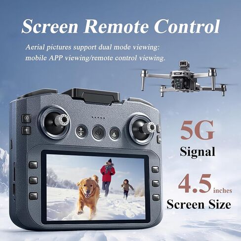 Foldable GPS Drone 4K Camera with 4.5" Screen Remote for Adults Beginners | Under 249g Brushless Quadcopter with 64GB Card, Auto Return, Follow Me, Obstacle Avoidance, Waypoint Fly, 50 Mins Flight Time in Kuwait