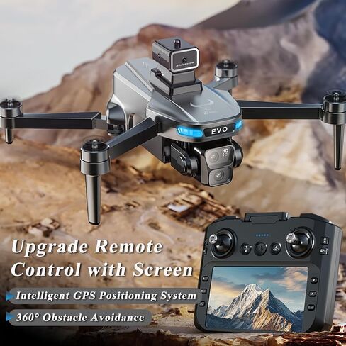Foldable GPS Drone 4K Camera with 4.5" Screen Remote for Adults Beginners | Under 249g Brushless Quadcopter with 64GB Card, Auto Return, Follow Me, Obstacle Avoidance, Waypoint Fly, 50 Mins Flight Time in Kuwait