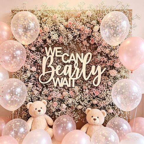 Wooden We Can Bearly Wait Sign, Baby Shower Wall Decoration Backdrop,Nursery/Baby Shower Boy Girl Gender Reveal Backdrop,Baby Announcements Home Decoration in Kuwait