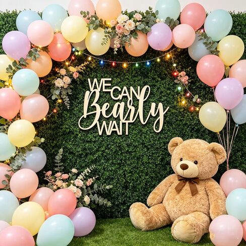 Wooden We Can Bearly Wait Sign, Baby Shower Wall Decoration Backdrop,Nursery/Baby Shower Boy Girl Gender Reveal Backdrop,Baby Announcements Home Decoration in Kuwait