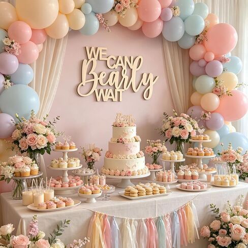 Wooden We Can Bearly Wait Sign, Baby Shower Wall Decoration Backdrop,Nursery/Baby Shower Boy Girl Gender Reveal Backdrop,Baby Announcements Home Decoration in Kuwait