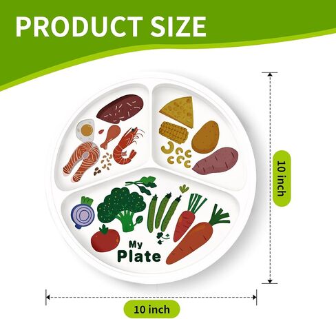 10"" 3-Grid Cute Cartoon Portion Control Plate - Melamine, Healthy Nutrition for Weight Loss & Diabetes Management, Ideal for Adults & Teens Kids (1 Pack), 40611CCPO01 in Kuwait