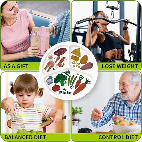 10"" 3-Grid Cute Cartoon Portion Control Plate - Melamine, Healthy Nutrition for Weight Loss & Diabetes Management, Ideal for Adults & Teens Kids (1 Pack), 40611CCPO01 in Kuwait