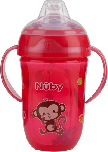 Nuby Comfort Trainer 2 Handle Cup, 9 Oz | 360 Weighted Straw and Soft Silicone Spout - Boy - Colors May Vary in Kuwait