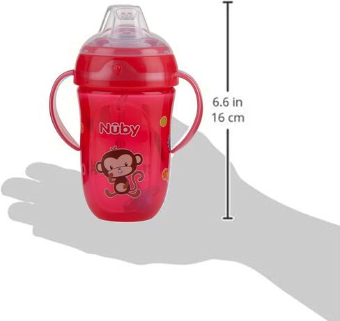 Nuby Comfort Trainer 2 Handle Cup, 9 Oz | 360 Weighted Straw and Soft Silicone Spout - Boy - Colors May Vary in Kuwait