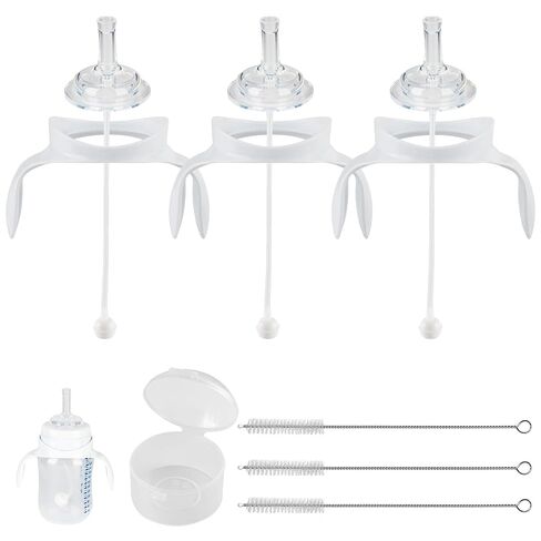 Sippy Straw Cup Soft Conversion Kit for Philips Avent Anti-Colic Baby Bottle, Toddler Transition Kit with Silicone Sippy Spout Nipple, Weighted Straw, Bottle Handle, Cleaning Brush, 3-Pack in Kuwait