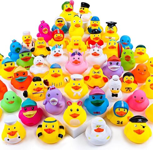 100PCS Rubber Ducks, Random Assortment Ducks Bulk, 2 Inch Mini Rubber Duckies for Toddler Bath Toys, Kids Bath Pool Toys Birthday Gifts Party Favors in Kuwait
