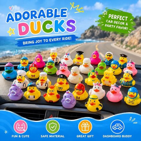 100PCS Rubber Ducks, Random Assortment Ducks Bulk, 2 Inch Mini Rubber Duckies for Toddler Bath Toys, Kids Bath Pool Toys Birthday Gifts Party Favors in Kuwait