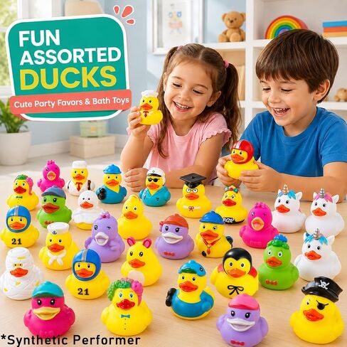 100PCS Rubber Ducks, Random Assortment Ducks Bulk, 2 Inch Mini Rubber Duckies for Toddler Bath Toys, Kids Bath Pool Toys Birthday Gifts Party Favors in Kuwait