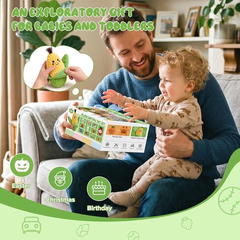 Baby Sensory Toys 6-12 Months 16Pcs 4-Themed Plush Sorting Set with Storage Baskets Crinkle Rattle Montessori Sorting Play for 12-18 Months Toddler Baby Shower Gift for 1 Year Old Boy Girl in Kuwait