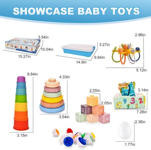 Montessori Toy Set 6 in 1 Baby Toys 6 to 12 Months, Montessori Toy for Toddlers 1-3, Infant Teething Babies Toy Stacking Blocks Rings Pull String Toy in Kuwait