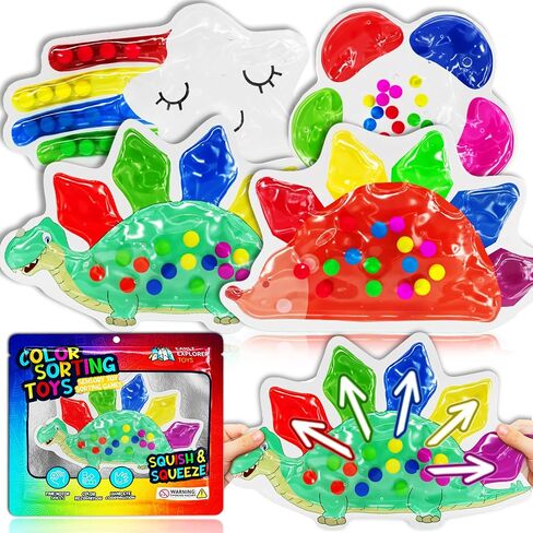 4-Pack Color Sorting Sensory Toys for Toddlers Ages 3+ Montessori Travel Toys Calm Down Toy for Preschool | Flower, Porcupine, Cloudy Rainbow Color Matching Activities Gift Ready for Boys Girls B-Day in Kuwait