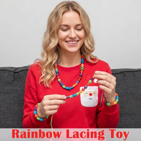 Shappy 324 Pcs Wooden Lacing Beads for Wooden String Beads Threading Toys Montessori Lacing Toys Fine Motor Skills Developmental Educational Plaything Sensory Occupational Activities Autism OT in Kuwait
