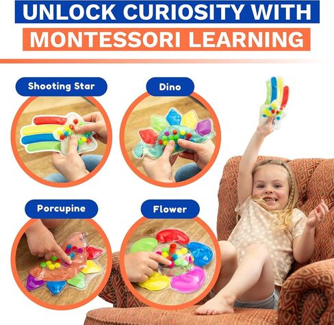 4-Pack Color Sorting Sensory Toys for Toddlers Ages 3+ Montessori Travel Toys Calm Down Toy for Preschool | Flower, Porcupine, Cloudy Rainbow Color Matching Activities Gift Ready for Boys Girls B-Day in Kuwait