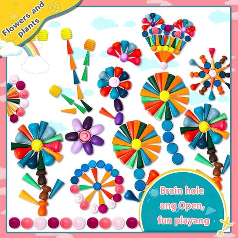 Chivao Loose Parts Play Materials Set, Wooden Mandala Toys Kit,81 Pcs | Wood Sensory Play Toys, 27 Rainbow Colors, 7 Shapes Loose Parts, Teens, Students, Early Learning Materials in Kuwait