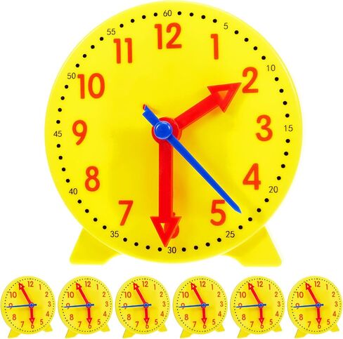 6 Pcs Teaching Clock for Kids, 4'' Learning Clock for Telling Time, Math Classroom Clocks Kit with Movable Hands for Teachers Students Early Education Classroom Supplies in Kuwait