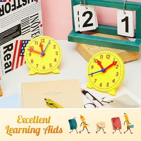 6 Pcs Teaching Clock for Kids, 4'' Learning Clock for Telling Time, Math Classroom Clocks Kit with Movable Hands for Teachers Students Early Education Classroom Supplies in Kuwait