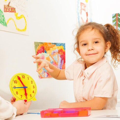 6 Pcs Teaching Clock for Kids, 4'' Learning Clock for Telling Time, Math Classroom Clocks Kit with Movable Hands for Teachers Students Early Education Classroom Supplies in Kuwait
