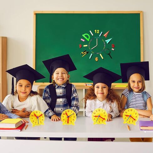 6 Pcs Teaching Clock for Kids, 4'' Learning Clock for Telling Time, Math Classroom Clocks Kit with Movable Hands for Teachers Students Early Education Classroom Supplies in Kuwait
