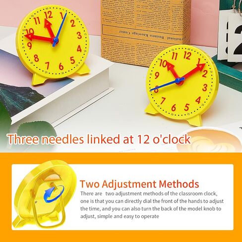 6 Pcs Teaching Clock for Kids, 4'' Learning Clock for Telling Time, Math Classroom Clocks Kit with Movable Hands for Teachers Students Early Education Classroom Supplies in Kuwait