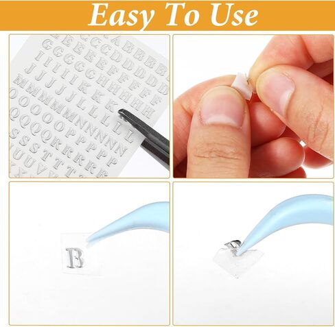 LXUEJIE 12 Sheets Small Letter Stickers, 3 Sizes Mini Number Stickers | 3D Self-Adhesive Mini Letter Nail Sticker Glitter Alloy Decals for Scrapbooking Nail Art Epoxy Resin Crafts(Gold,Silver) in Kuwait