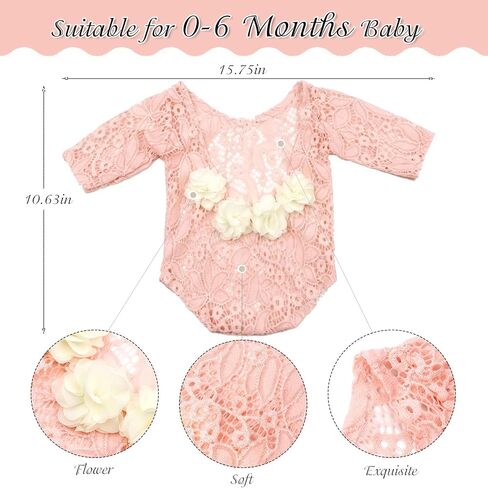 4 PCS Newborn Photography Props Outfits - Baby Tutu Skirt & Lace Romper Cute Bow Headdress Flower Headband Sets for Infants Girl Boy in Kuwait